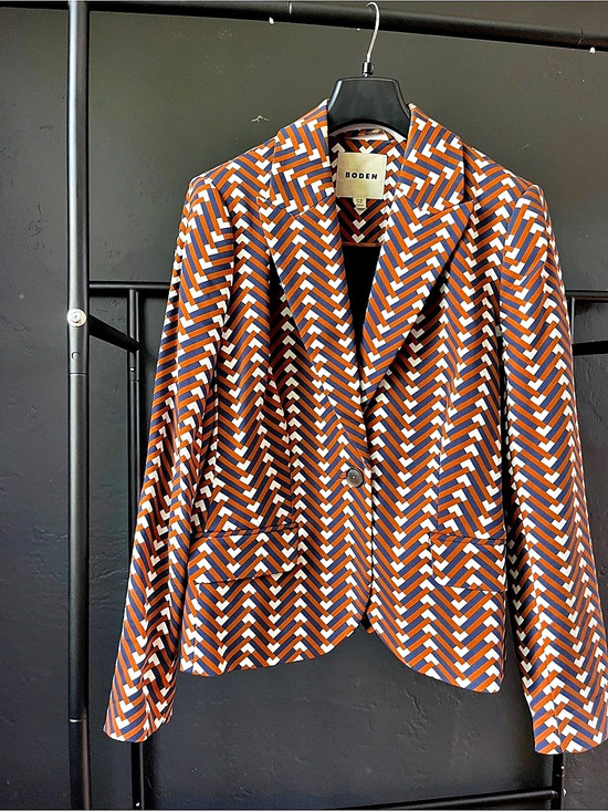 Boden Jackets & Blazers - Boden Geometric Blazer in Orange & Blue Size 12R Like New